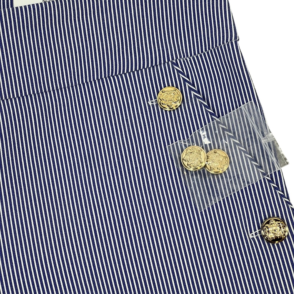 Liz Claiborne Bermuda Shorts XL Blue White Stripe Gold Button Nautical Pull-On - Picture 7 of 10